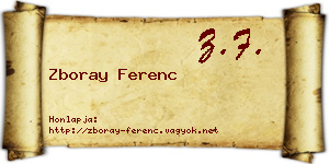 Zboray Ferenc névjegykártya